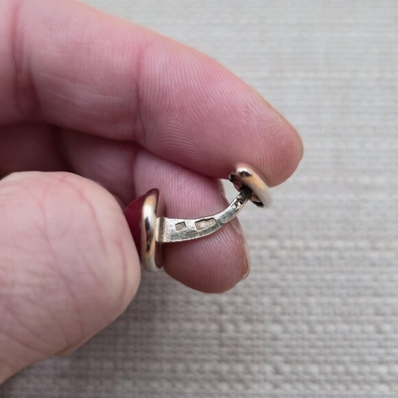 Sterling Silver Red Stone Cufflinks A5418 - Picture 3 of 6